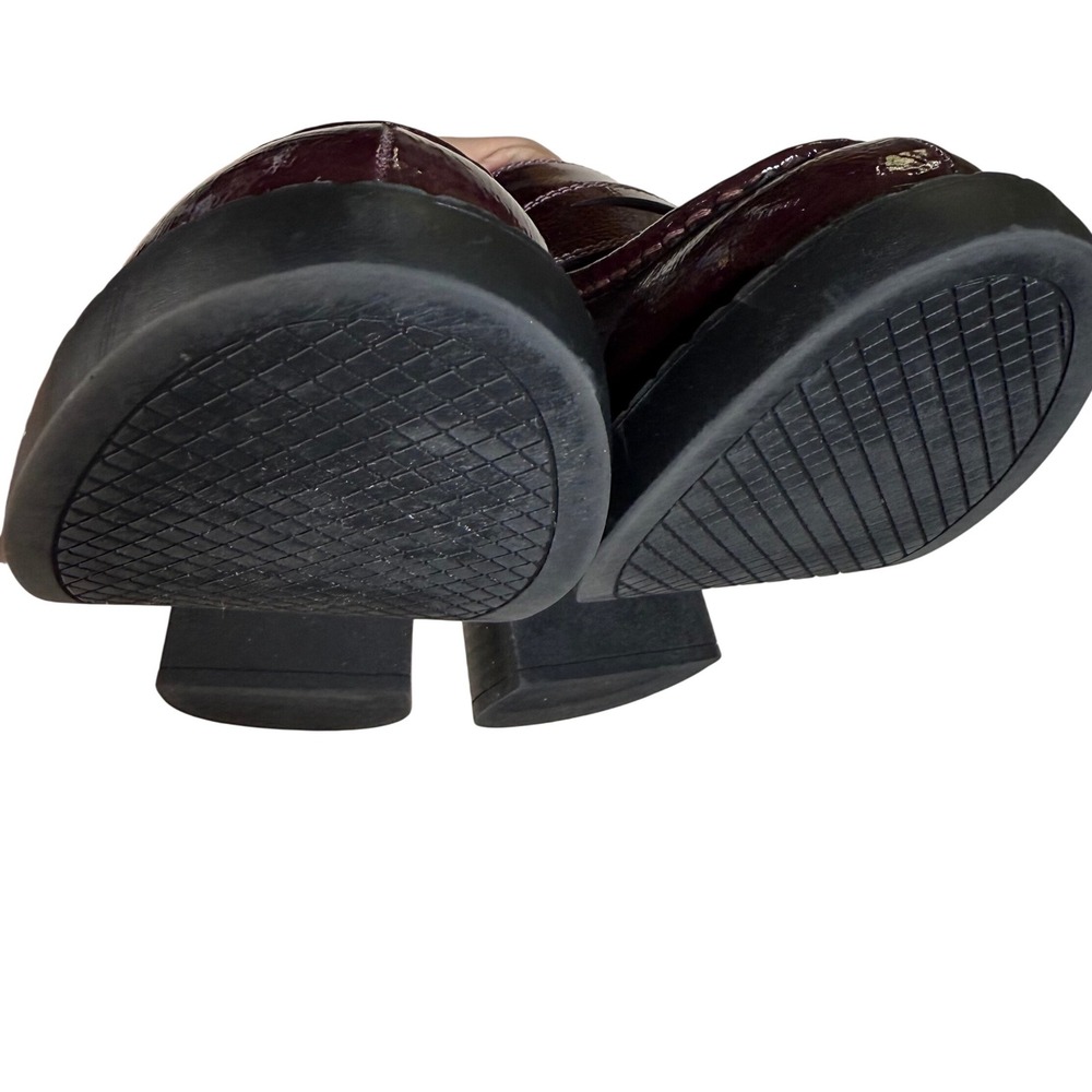 SO Burgundy Patent Penny Loafers 9 Dark Chunky Block Heel Comfort Officecore - Picture 9 of 12